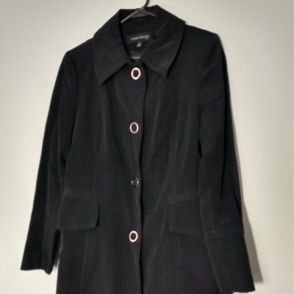 Anne Klein Modern Black Trench Coat Size M